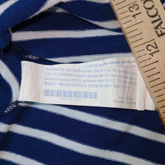 FOREVER 21 GIRLS 9/10 White Blue Striped Dress Sleeveless A Line - Picture 7 of 9